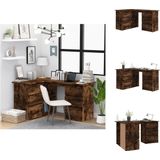 Haba - Hoekbureau - Gerookt Eiken - Bewerkt Hout - Ruime Opbergruimte