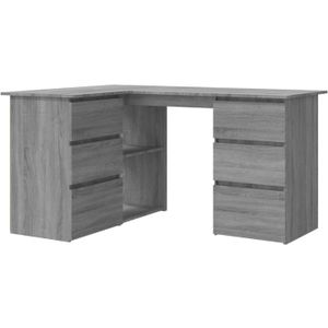 VidaXL Hoekbureau 145x100x76 cm - Bewerkt Hout - Grijs Sonoma Eikenkleurig