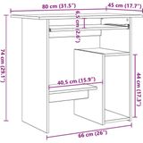 vidaXL Bureau - 80x45x74 cm - Bewerkt Hout - Grijs - Sonoma Eikenkleurig