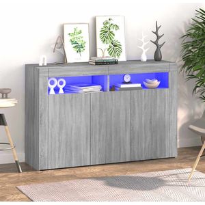 vidaXL Sideboard mit LED-Beleuchtung Grau Sonoma 115,5x30x75 cm