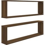 vidaXL Wandregale 2 Stk. Braun Eichen-Optik 100x15x30 cm Holzwerkstoff