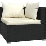 vidaXL - 4-delige - Loungeset - met - kussens - poly - rattan - zwart