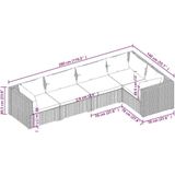 VidaXL 5-delige Loungeset met Kussens - Poly Rattan Bruin