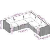 vidaXL 5-delige Loungeset met kussens poly rattan zwart