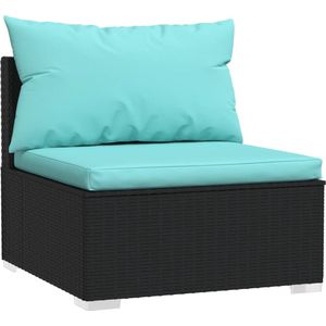 VidaXL 13-delige Loungeset met Kussens - Poly Rattan Zwart