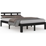 vidaXL-Bedframe-massief-hout-zwart-140x190-cm