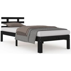 vidaXL-Bedframe-massief-hout-zwart-100x200-cm