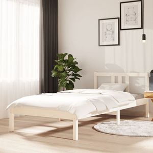 vidaXL Massivholzbett Weiß 90x200 cm