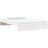 vidaXL Massivholzbett Weiß 135x190 cm