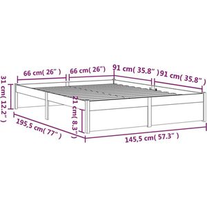 VidaXL Bedframe Massief Hout Grijs 140x190 cm