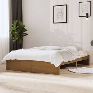VidaXL Bedframe Massief Hout Honingbruin 140x190 cm