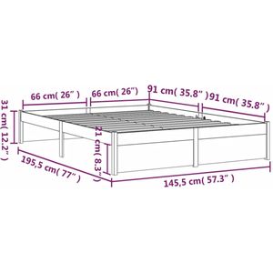 VidaXL Bedframe Massief Hout Honingbruin 140x190 cm