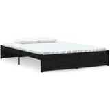 VidaXL Bedframe Massief Hout Zwart 140x190 cm