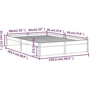 vidaXL-Bedframe-massief-hout-grijs-120x200-cm