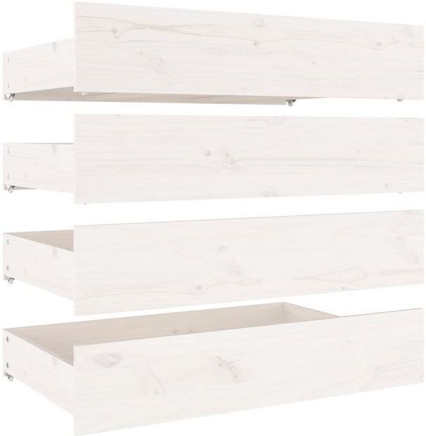 vidaXL Bettschubladen 4 Stk. Weiß Massivholz Kiefer