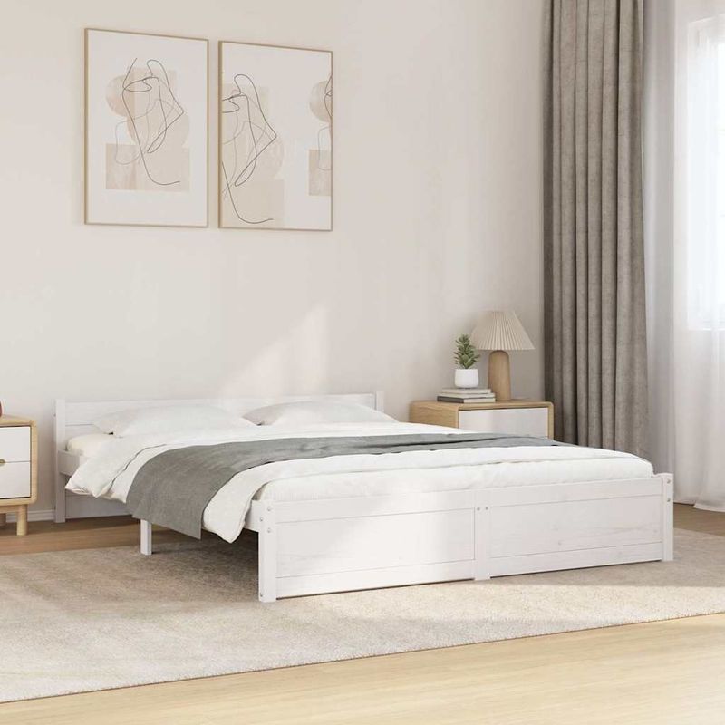vidaXL Massivholzbett Weiß 140x200 cm