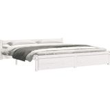 VidaXL Bedframe Massief Hout Wit 200x200 cm