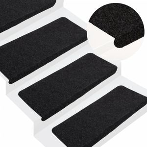 vidaXL Trapmatten - Zwart - Naaldvilt Stof - Set van 15