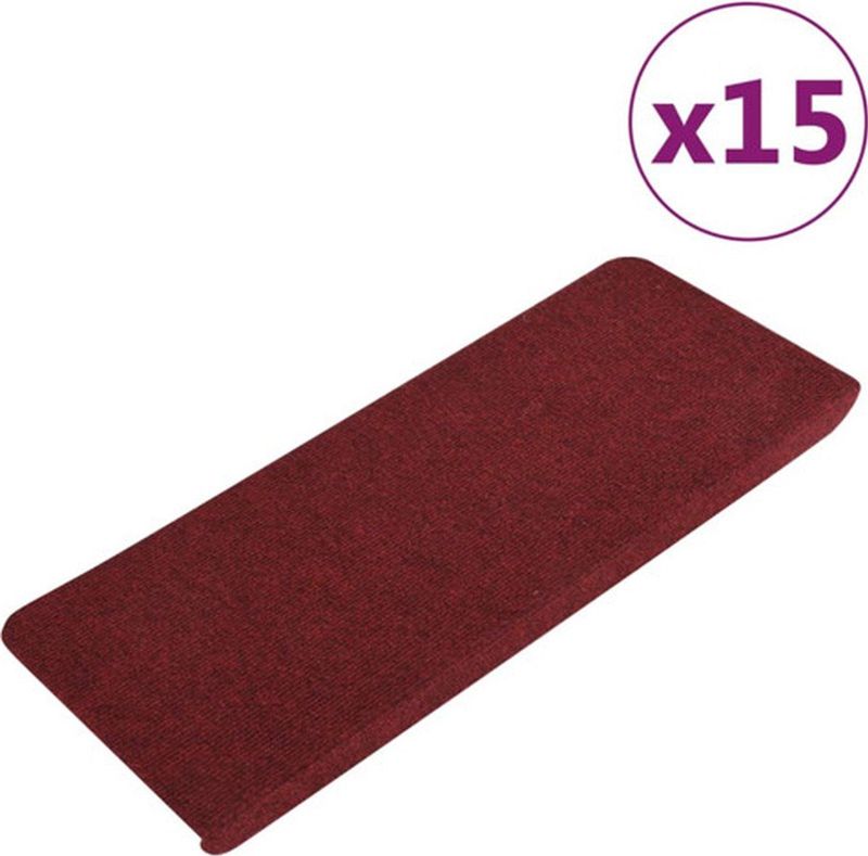 vidaXL Trapmatten - Rood - Naaldvilt Stof - 15 Stuks