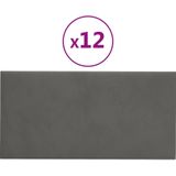 vidaXL Wandpanelen - Fluweel Donkergrijs - 12 Stuks - 30x15 cm