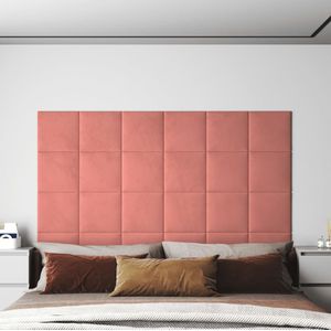 vidaXL - Wandpanelen - 12 - st - 1,08 - m² - 30x30 - cm - fluweel - roze