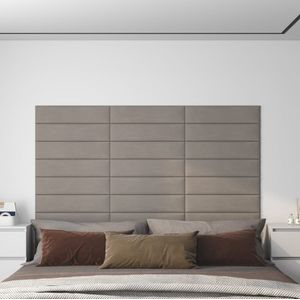 vidaXL - Wandpanelen - 12 - st - 1,08 - m² - 60x15 - cm - fluweel - lichtgrijs