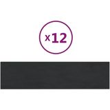 vidaXL Wandpanelen - Fluweel - Zwart - 12 Stuks - 1,08 m²