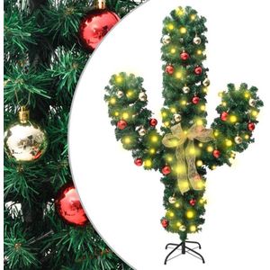 vidaXL - Kerstcactus - met - standaard - en - LED's - 150 - cm - PVC - groen