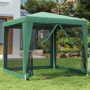 vidaXL - Partytent - met - 4 - mesh - zijwanden - 2,5x2,5 - m - HDPE - groen