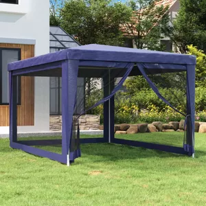 Lseqow Paviljoen, tuintent, onmiddellijke overkapping, tent, zijwand, waterdicht, opvouwbare Oxford-stof, overkappingtent, 3 x 2 m, rood, blauw