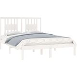 vidaXL Bedframe massief hout wit 120x190 cm