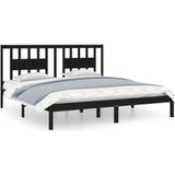 VidaXL Bedframe Massief Grenenhout Zwart 200x200 cm