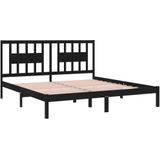 VidaXL Bedframe Massief Grenenhout Zwart 200x200 cm