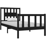 vidaXL - Bedframe - massief - hout - zwartx190 - cm