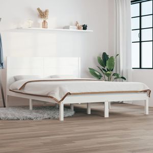 vidaXL Bedframe zonder matras massief grenenhout wit 140x190 cm