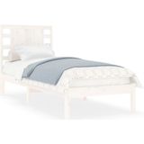 vidaXL Bedframe massief hout wit 75x190 cm