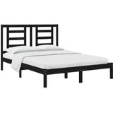 vidaXL Bedframe massief grenenhout zwart 135x190 cm