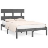 vidaXL Bedframe massief hout grijs 135x190 cm