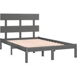 vidaXL Bedframe massief hout grijs 135x190 cm