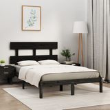 VidaXL Bedframe Massief Hout Zwart 200x200 cm