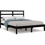 vidaXL Bedframe massief hout zwart 150x200 cm