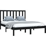 VidaXL Bedframe Massief Grenenhout Zwart 120x190 cm - 4FT Small Double