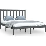 VidaXL Bedframe Massief Grenenhout Grijs 135x190 cm 4FT6 Double