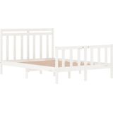 VidaXL Bedframe Massief Hout Wit 135x190 cm 4FT6 Double