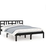 vidaXL - Bedframe - massief - hout - zwart - 200x200 - cm