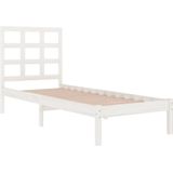 vidaXL Massivholzbett Weiß 90x200 cm