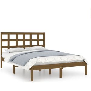 vidaXL - Bedframe - massief - hout - honingbruin - 200x200 - cm