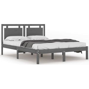 VidaXL Bedframe Massief Hout Grijs 200x200 cm