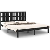 VidaXL Bedframe Massief Hout Zwart 150x200 cm - King Size