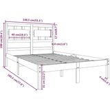 vidaXL - Bedframe - massief - hout - wit - 135x190 - cm